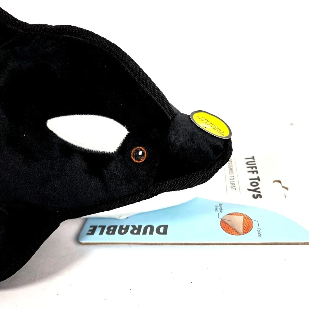 Tuff Toys Orca Whale Dog Toy 17 Inch Black Plush Squeaky Durable Reinforced New